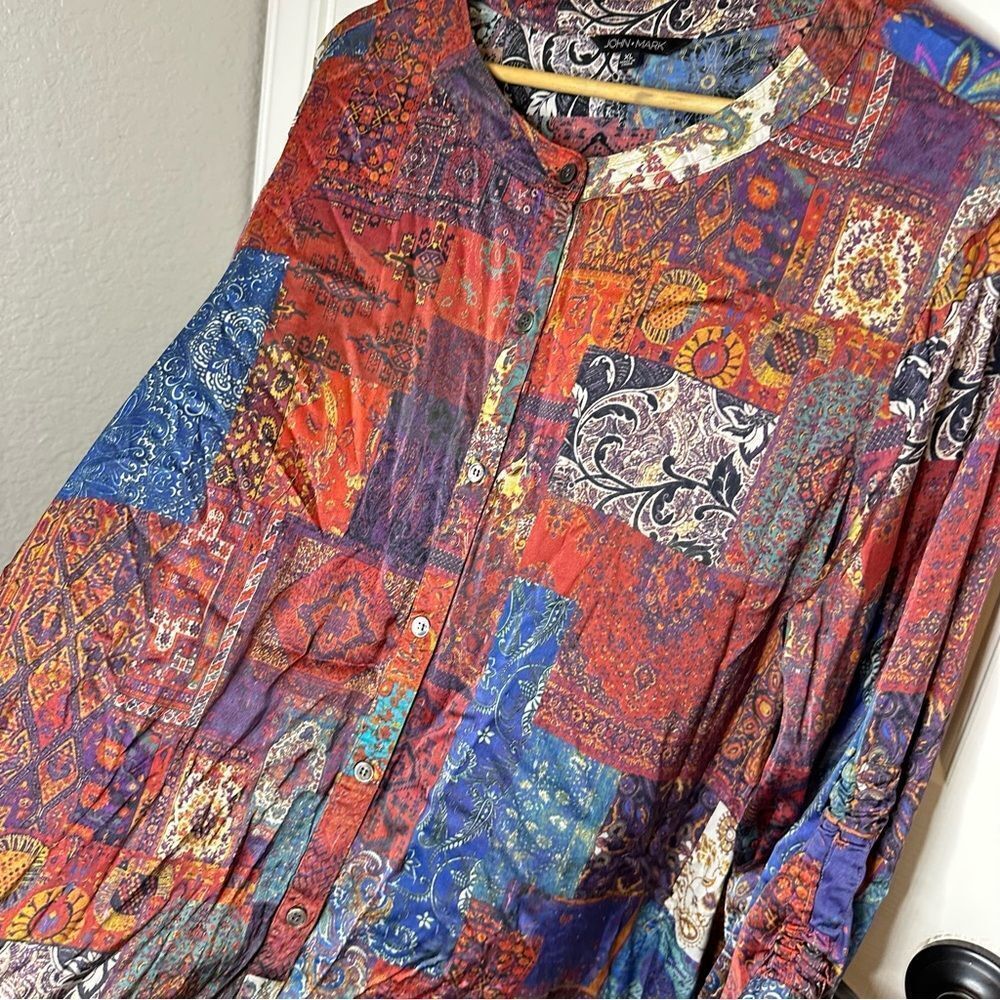 John Mark Multicolor Patchwork Tunic W/ Pockets S… - image 3